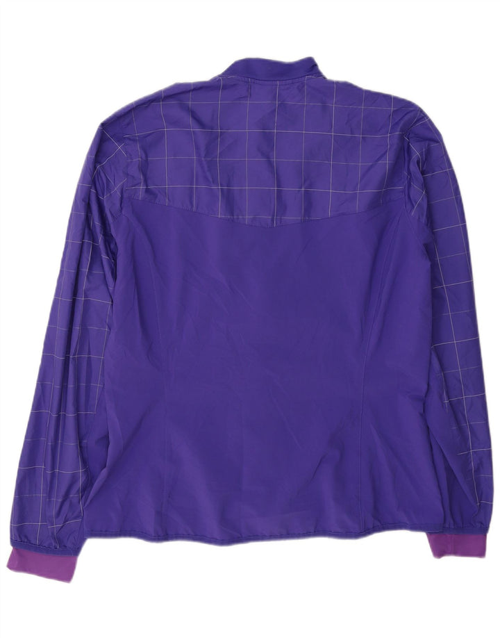 Adidas Womens Tracksuit Top Jacket UK 16 Large Purple Check Polyester