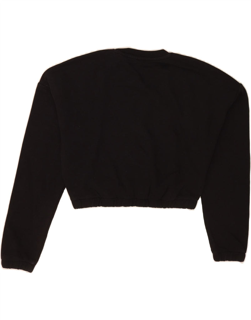 ADIDAS Womens Crop Sweatshirt Jumper UK 8/10 Small Black Cotton Vintage Adidas and Second-Hand Adidas from Messina Hembry 