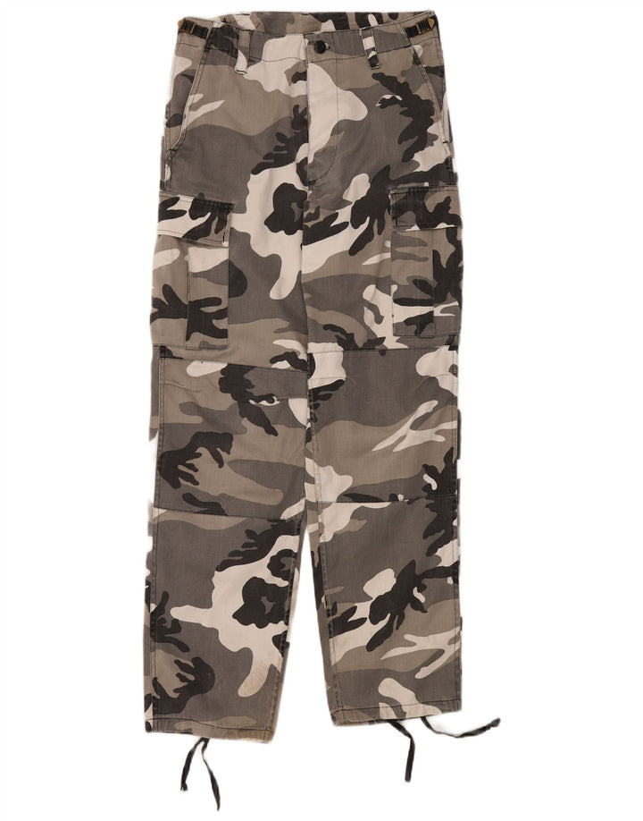 VINTAGE Mens Regular Cargo Trousers Small W31.5 L32.5 Grey Camouflage