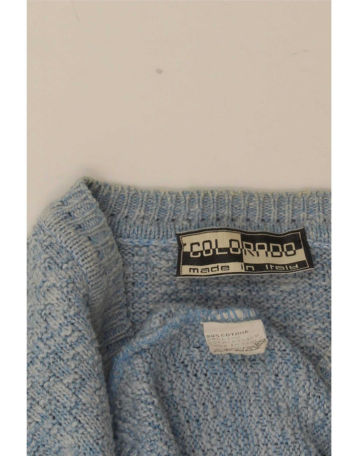 Colorado Mens V-Neck Jumper Sweater Medium Blue Flecked Cotton