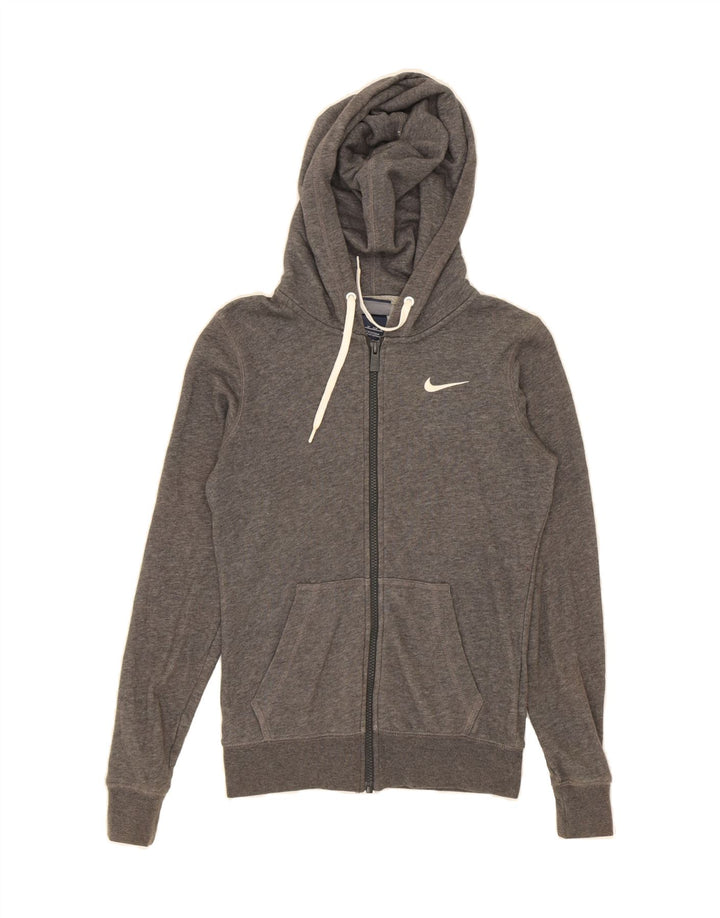 NIKE Womens Zip Hoodie Sweater UK 6 XS Grey Cotton Vintage Nike and Second-Hand Nike from Messina Hembry 