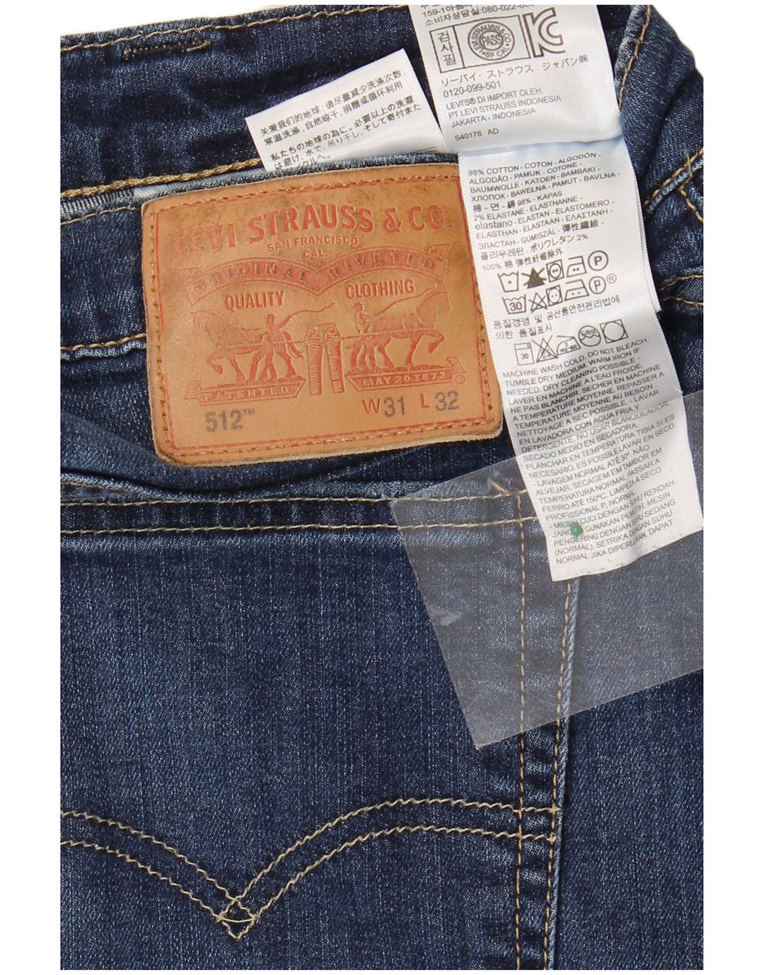 LEVI'S Mens 512 Tapered Slim Jeans W31 L32 Blue