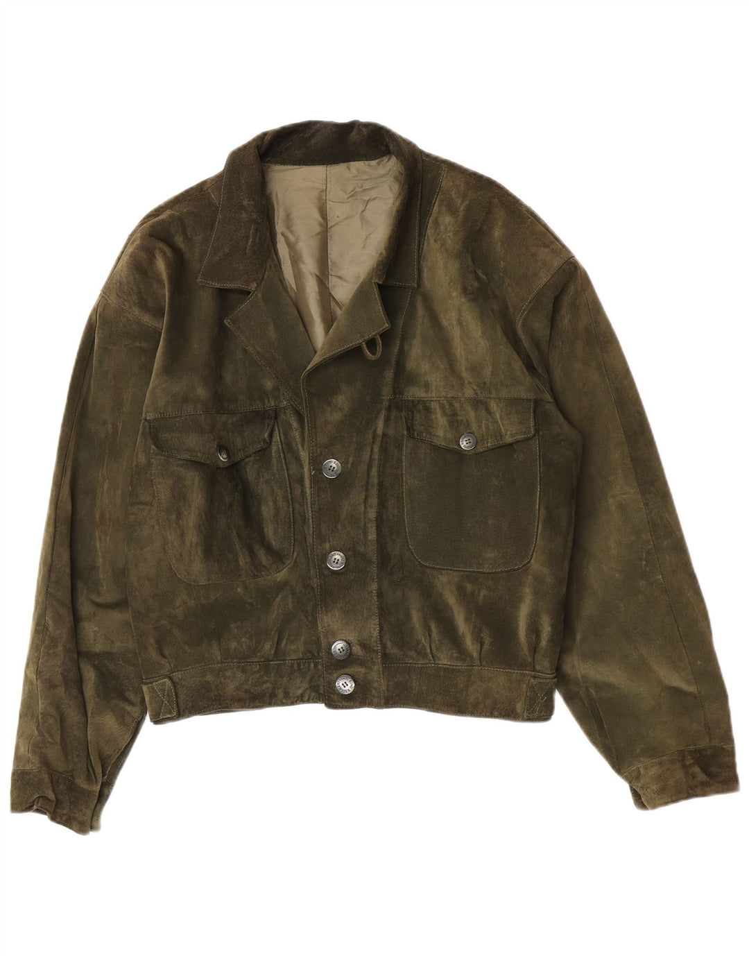 Penelope Womens Suede Jacket IT 48 XL Khaki Leather