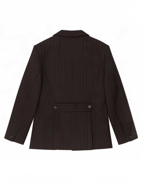 Vintage Womens Double Breasted Blazer Jacket UK 14 Medium Black Pinstripe