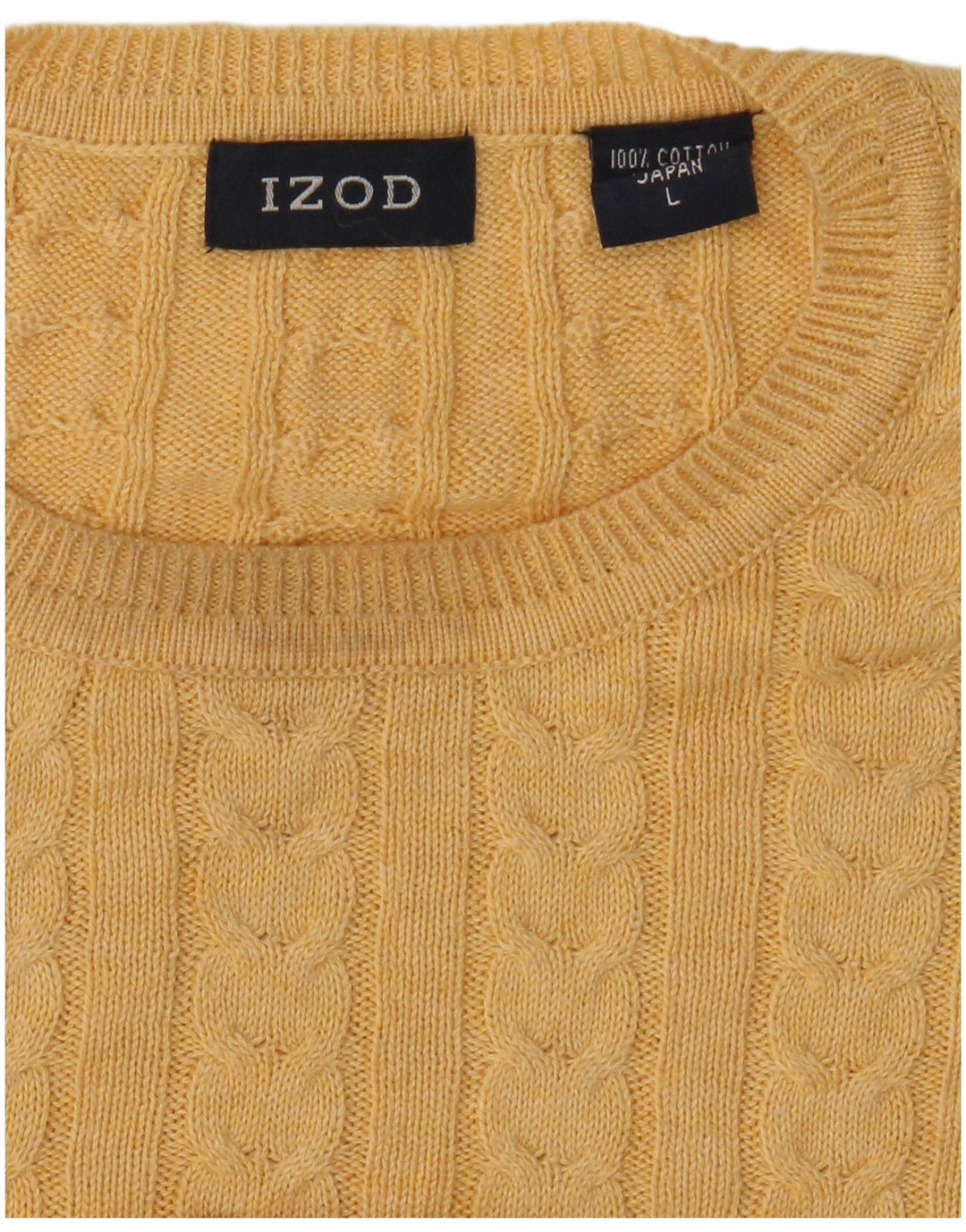 IZOD Mens Crew Neck Jumper Sweater Large Yellow Cotton