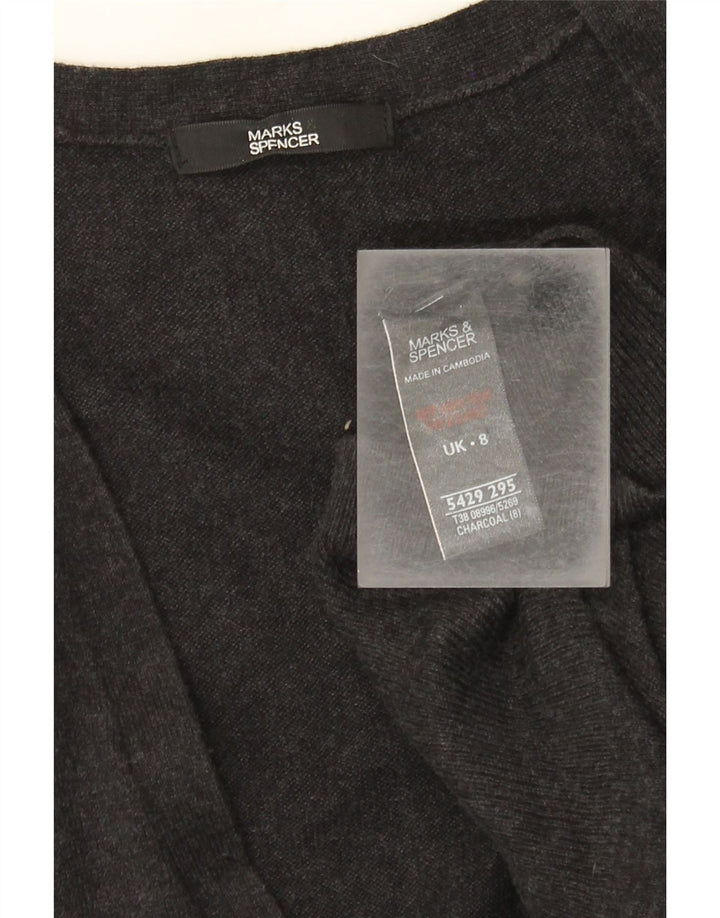 Marks & Spencer Womens Longline Cardigan Sweater UK 8 Small  Grey Viscose