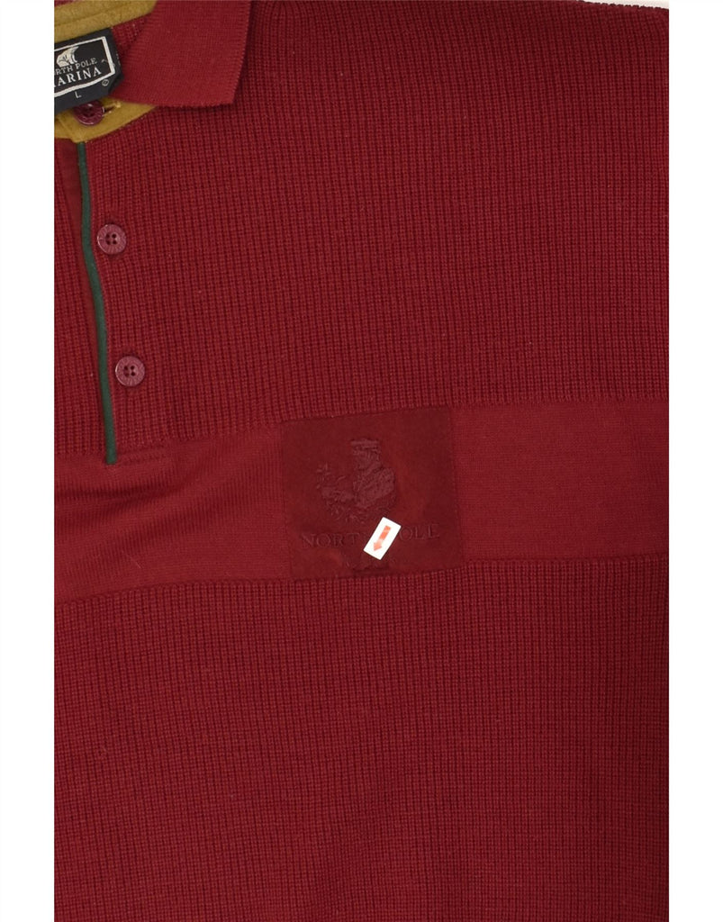 NORTH POLE Mens Polo Neck Jumper Sweater Large Red Virgin Wool | Vintage North Pole | Thrift | Second-Hand North Pole | Used Clothing | Messina Hembry 