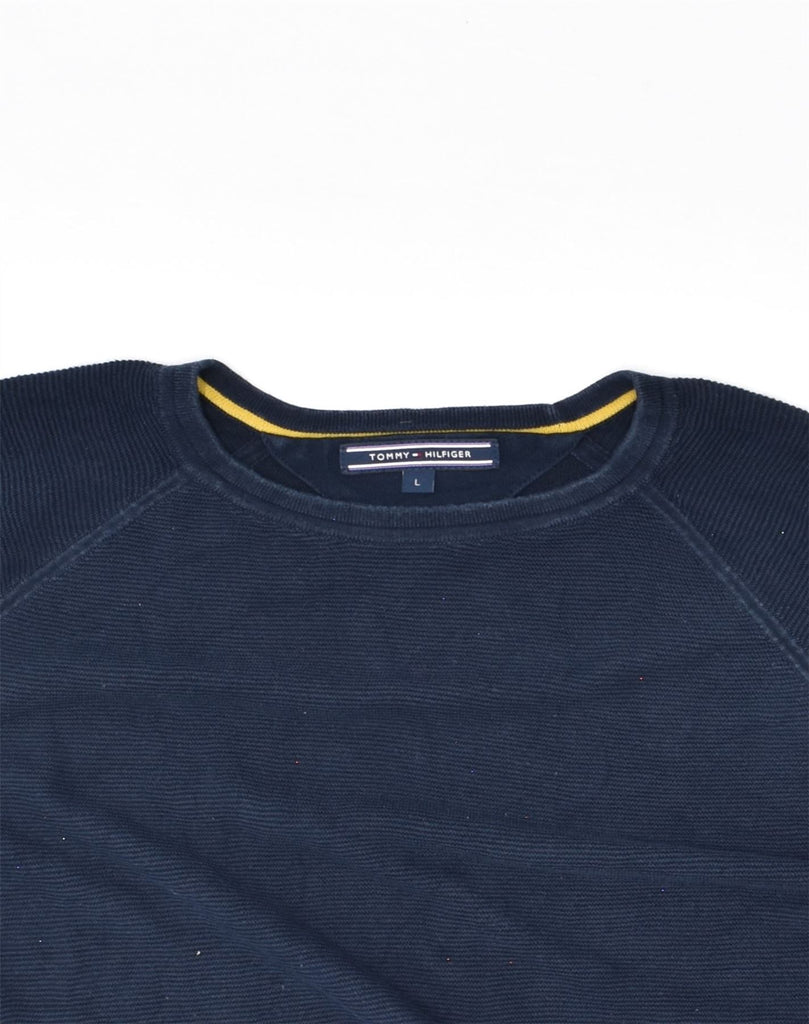 TOMMY HILFIGER Womens Crew Neck Jumper Sweater UK 16 Large Navy Blue | Vintage Tommy Hilfiger | Thrift | Second-Hand Tommy Hilfiger | Used Clothing | Messina Hembry 