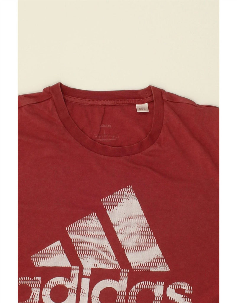 ADIDAS Mens Graphic T-Shirt Top Large Red Cotton Vintage Adidas and Second-Hand Adidas from Messina Hembry 