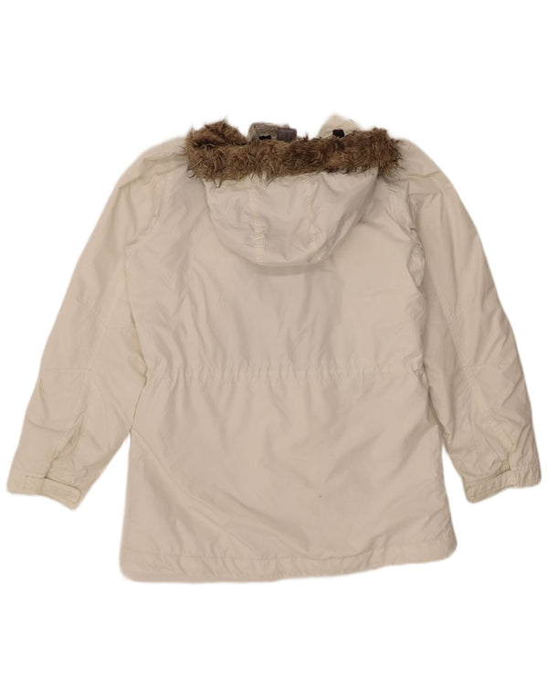 Nike Womens Hooded Windbreaker Jacket UK 14/16 Large White Polyester