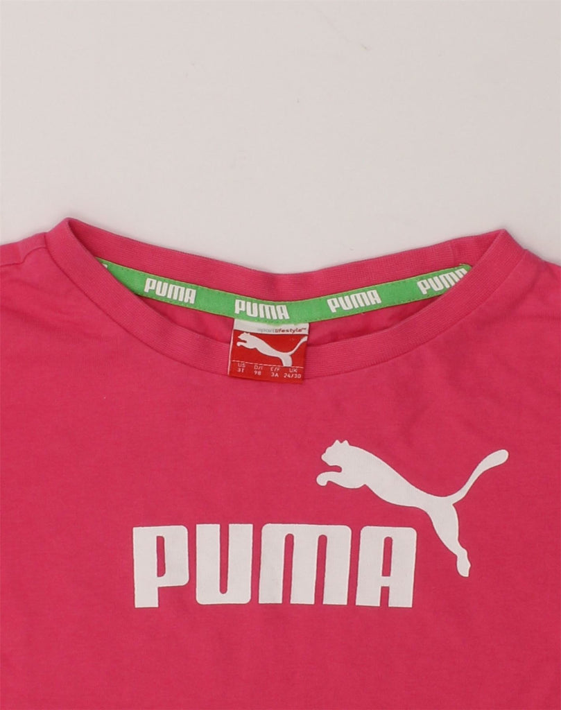 PUMA Girls Graphic T-Shirt Top 2-3 Years Pink Cotton | Vintage Puma | Thrift | Second-Hand Puma | Used Clothing | Messina Hembry 