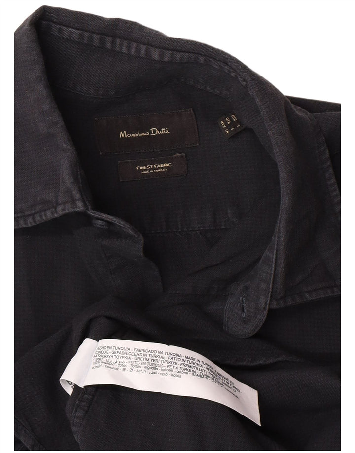Massimo Dutti Mens Shirt Small Navy Blue Cotton