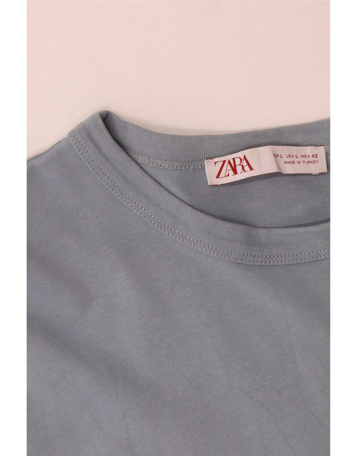 Zara Mens Top Long Sleeve Large Blue