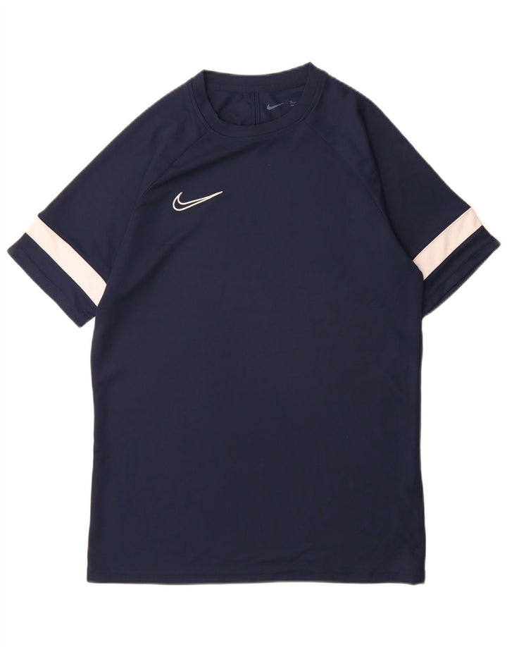 Nike Mens Dri Fit T-Shirt Top Medium Navy Blue Colourblock
