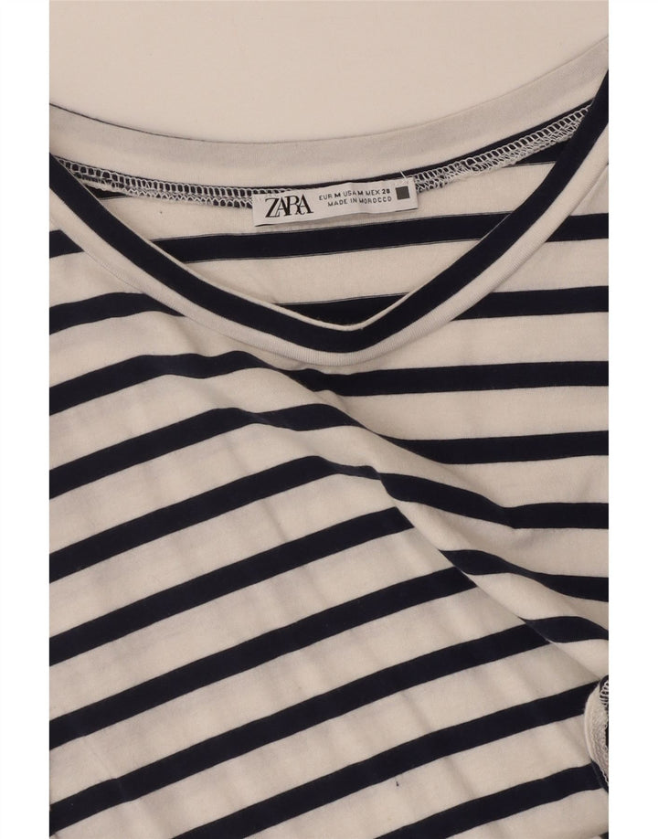 ZARA Womens Crop Top UK 14 Medium White Striped