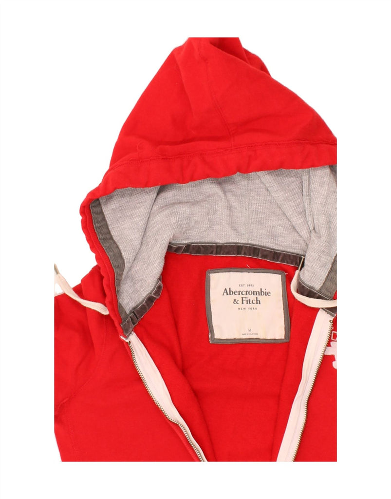 ABERCROMBIE & FITCH Womens Graphic Zip Hoodie Sweater UK 12 Medium Red | Vintage Abercrombie & Fitch | Thrift | Second-Hand Abercrombie & Fitch | Used Clothing | Messina Hembry 