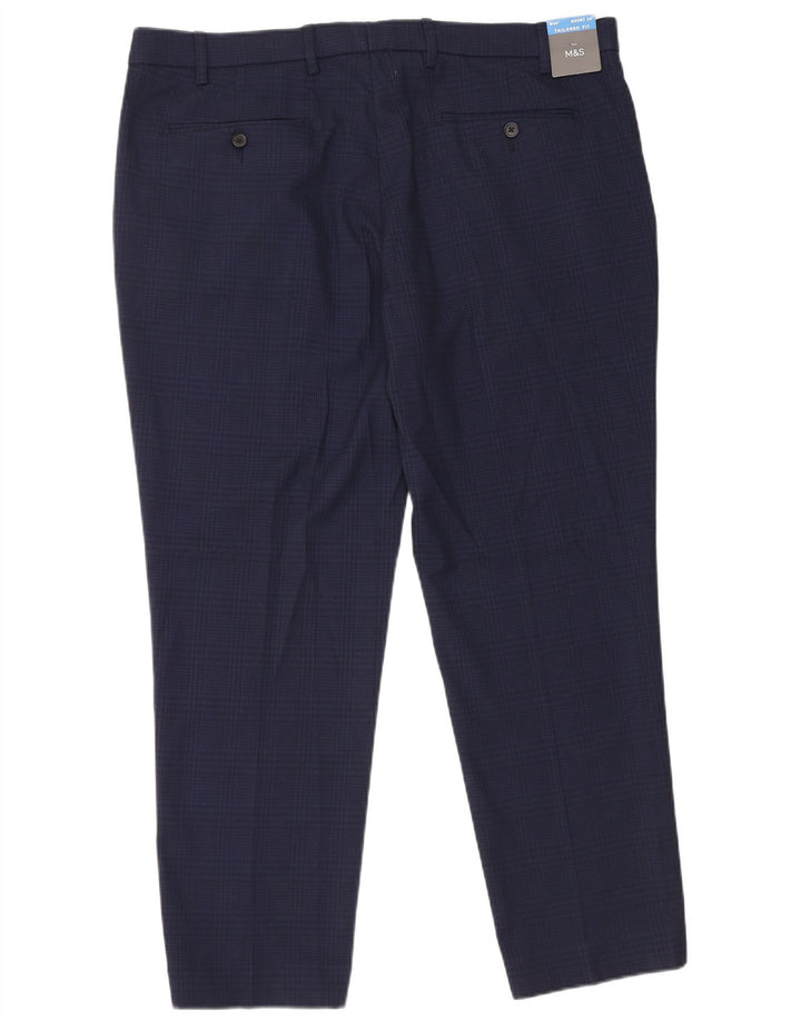 Marks & Spencer Mens Tailored Fit Suit Trousers W40 L29 Navy Blue
