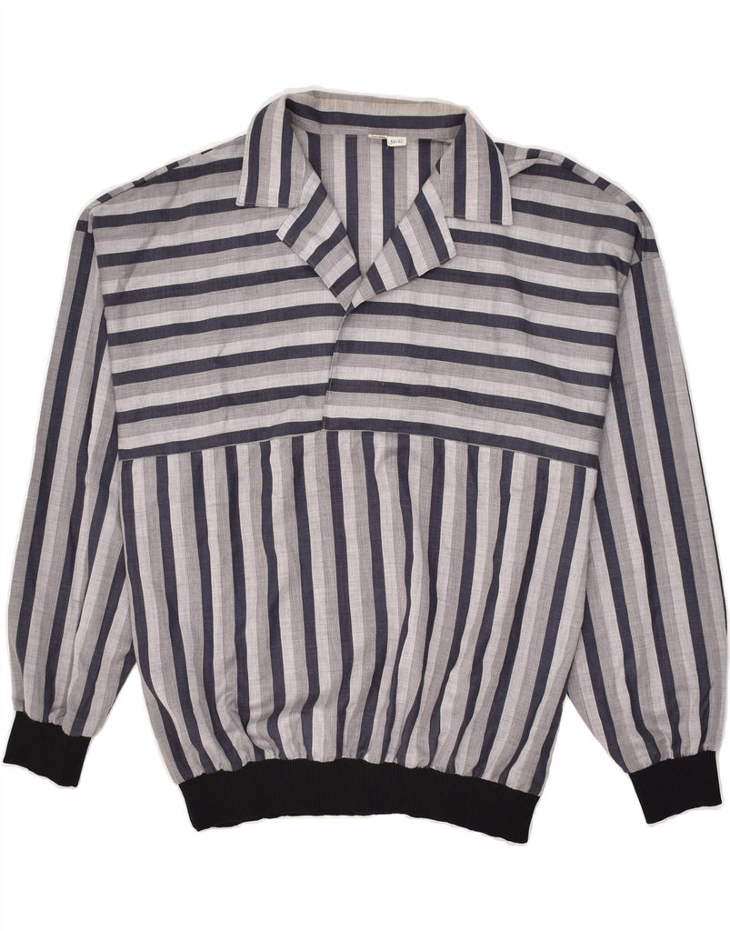 VINTAGE Womens Long Sleeve Blouse Top EU 38/40 Medium Grey Striped Vintage Vintage and Second-Hand Vintage from Messina Hembry 