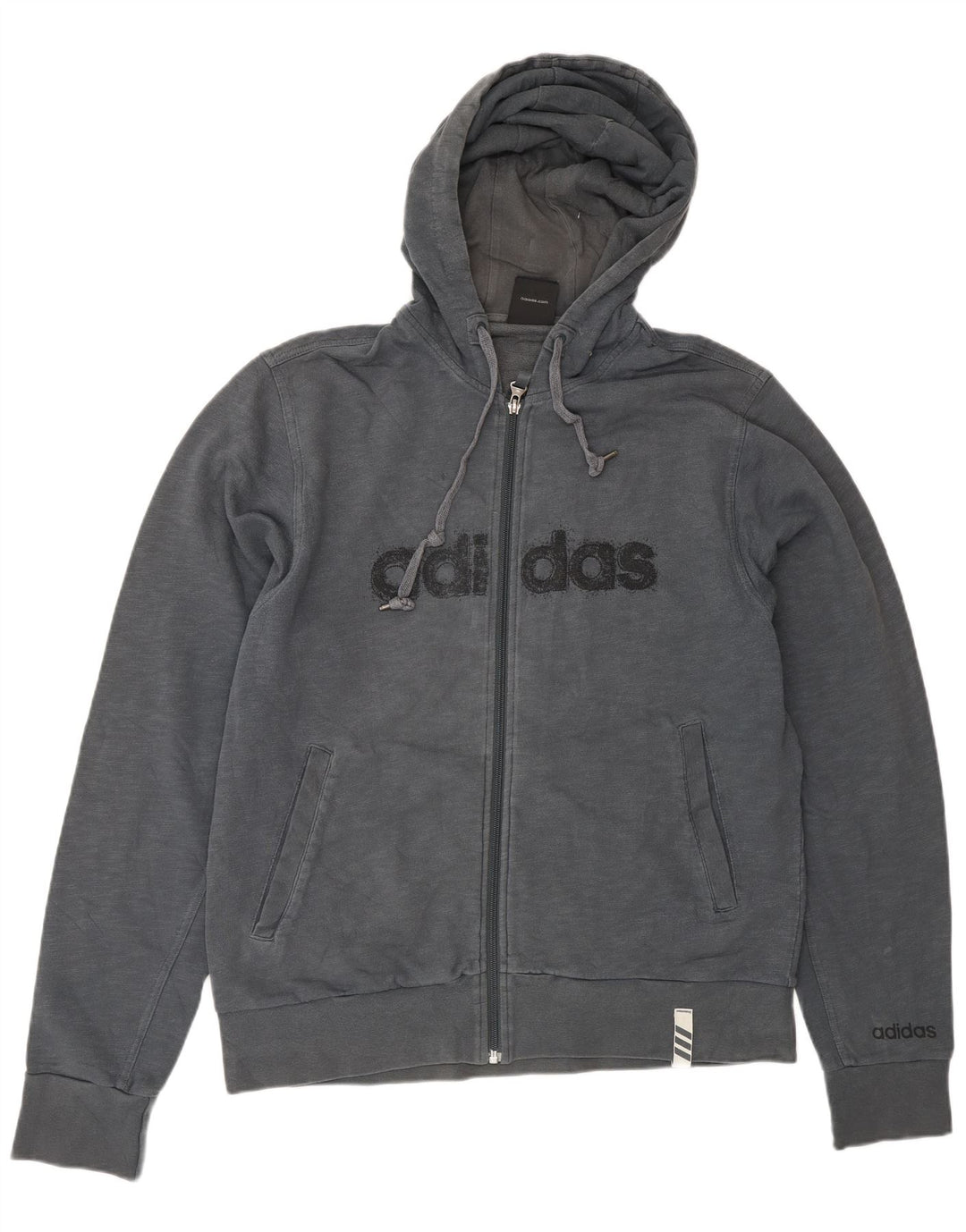 ADIDAS Mens Graphic Zip Hoodie Sweater Medium Navy Blue Cotton