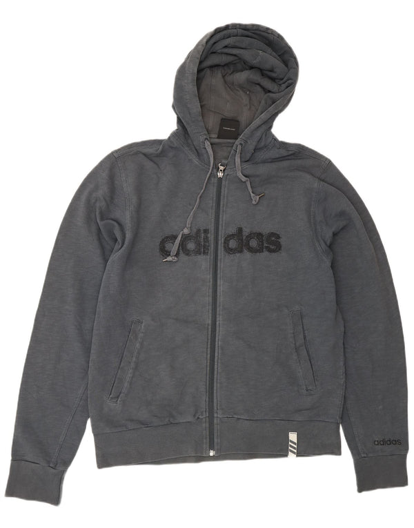ADIDAS Mens Graphic Zip Hoodie Sweater Medium Navy Blue Cotton
