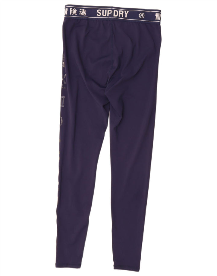 Superdry Womens Graphic Leggings UK 12 Medium  Navy Blue Polyester