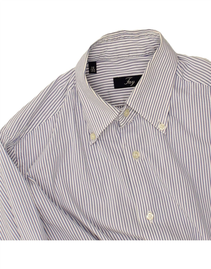 FAY Mens Shirt Size 39 15 1/2 Medium Blue Striped | Vintage Fay | Thrift | Second-Hand Fay | Used Clothing | Messina Hembry 