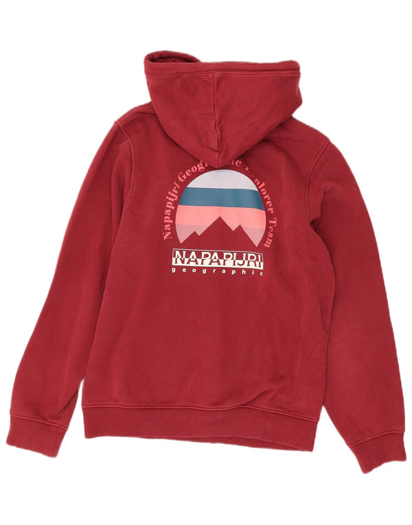 Napapijri Mens Geographic Graphic Hoodie Jumper Small Burgundy Cotton