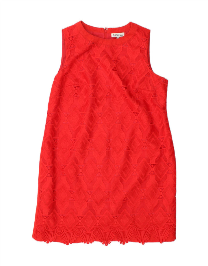 DEBENHAMS Womens Petite Basic Dress UK 16 Large Red Geometric Polyester Vintage Debenhams and Second-Hand Debenhams from Messina Hembry 