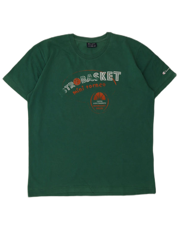 Champion Boys Graphic T-Shirt Top 15-16 Years 2XL Green Cotton