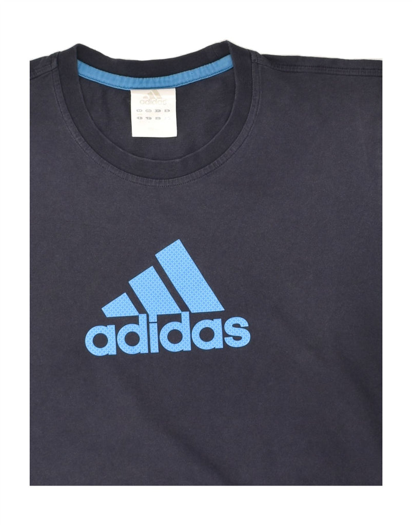 ADIDAS Mens Graphic T-Shirt Top UK 38/40 Medium Navy Blue Cotton | Vintage Adidas | Thrift | Second-Hand Adidas | Used Clothing | Messina Hembry 