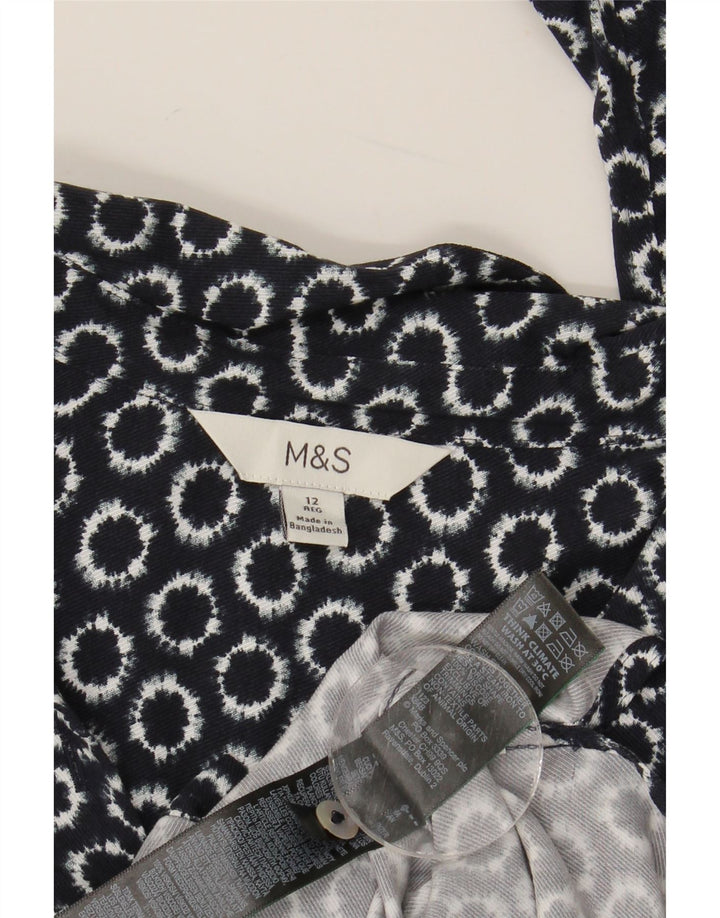 Marks & Spencer Womens Loose Fit Shirt UK 12 Medium Navy Blue Geometric