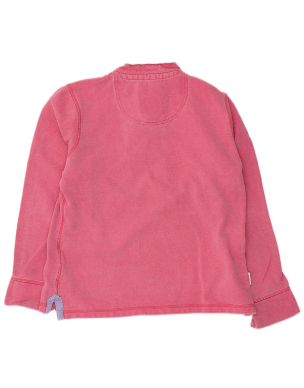 Crew Clothing Womens Button Neck Sweatshirt Jumper UK 12 Medium Pink Cotton