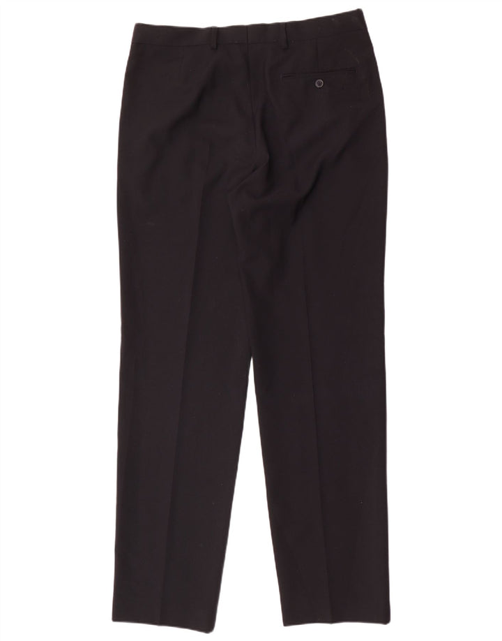 Marks & Spencer Mens Regular Fit Suit Trousers W34 L33 Navy Blue Polyester