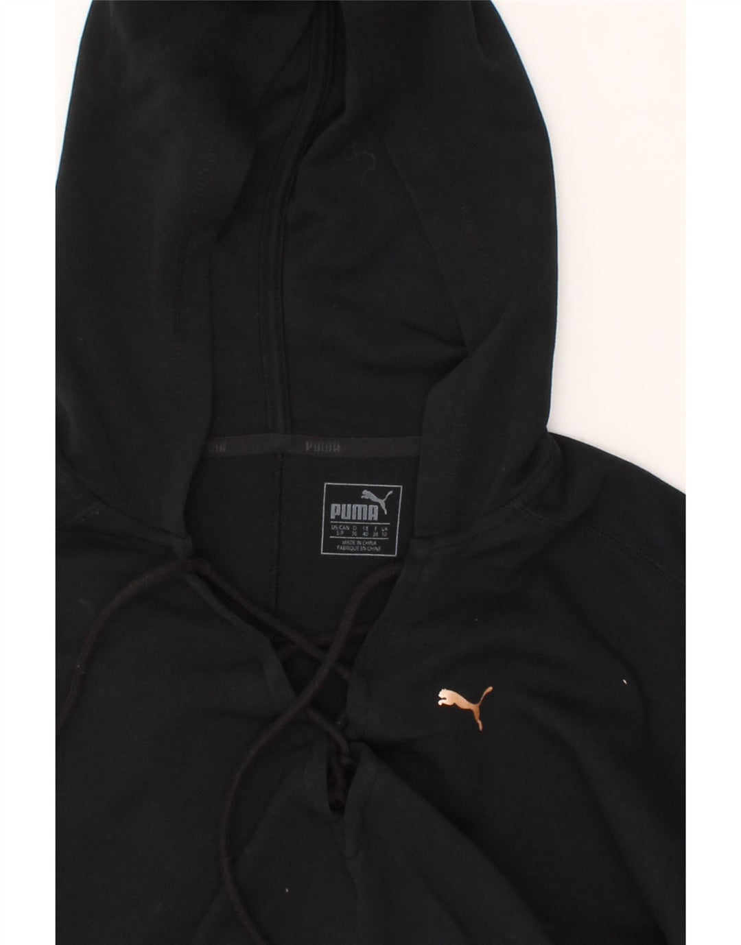 PUMA Womens Crop Hoodie Jumper UK 10 Small  Black Vintage Puma and Second-Hand Puma from Messina Hembry 