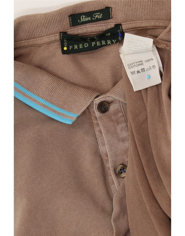 Fred Perry Mens Slim Fit Polo Shirt Medium Brown Cotton