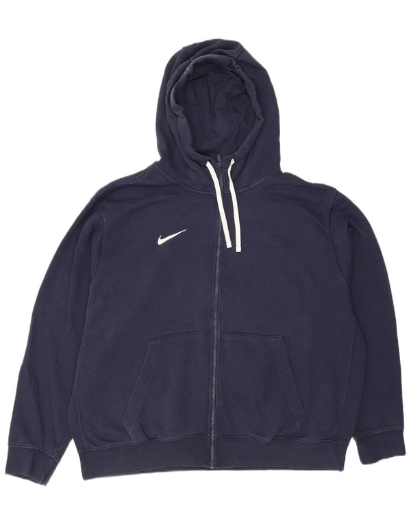 Nike Mens Zip Hoodie Sweater 2XL Navy Blue Cotton