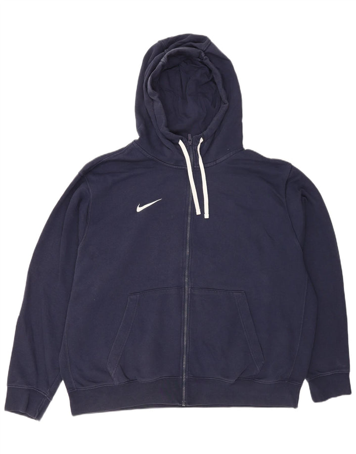 Nike Mens Zip Hoodie Sweater 2XL Navy Blue Cotton