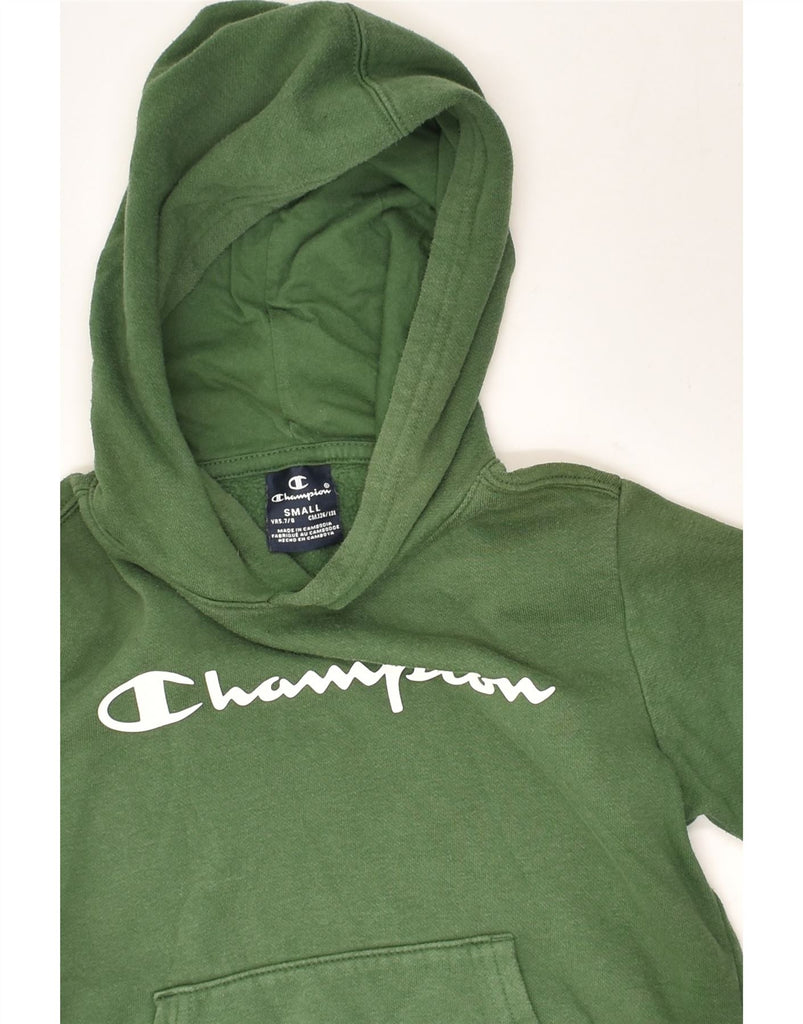 CHAMPION Boys Graphic Hoodie Jumper 7-8 Years Small Green Cotton | Vintage Champion | Thrift | Second-Hand Champion | Used Clothing | Messina Hembry 