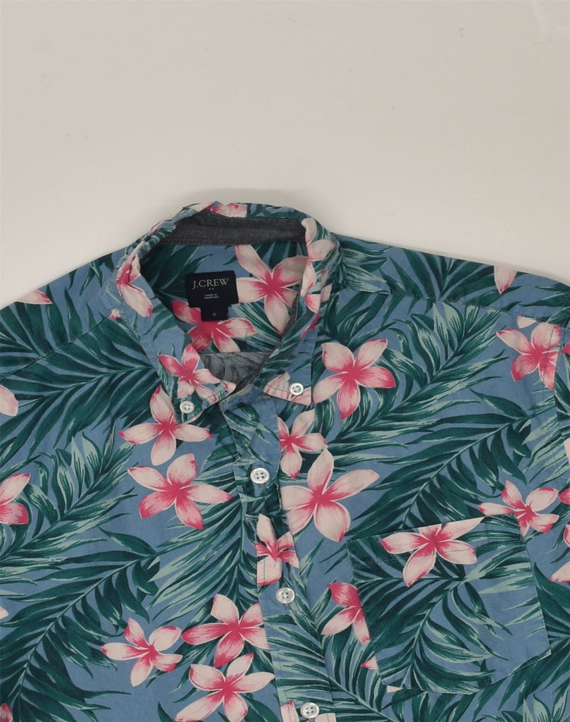 J. CREW Mens Short Sleeve Shirt Small Blue Floral Cotton | Vintage J. Crew | Thrift | Second-Hand J. Crew | Used Clothing | Messina Hembry 