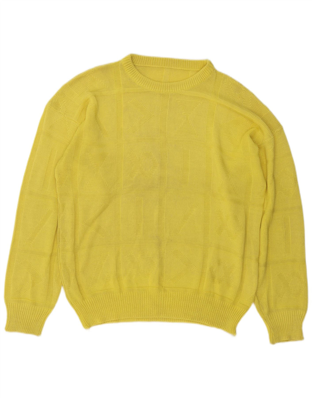 Vintage Mens Crew Neck Jumper Sweater Medium Yellow