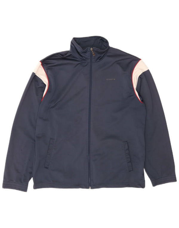 Diadora Mens Tracksuit Top Jacket UK 40 Medium Navy Blue Colourblock