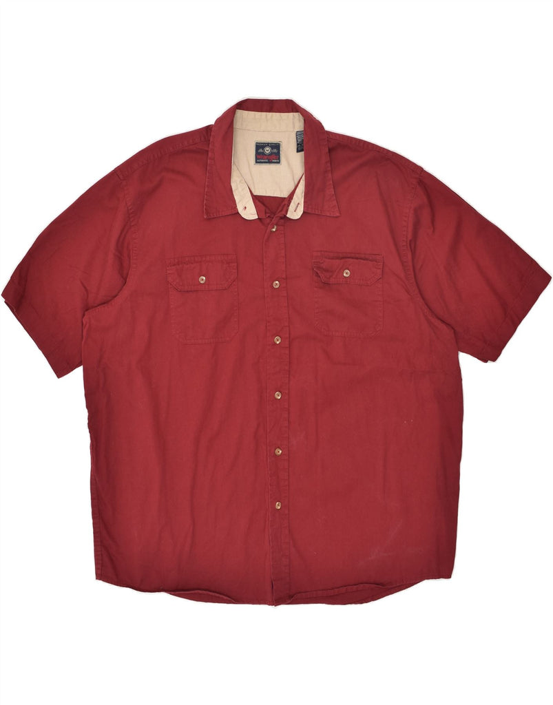 WRANGLER Mens Short Sleeve Shirt 2XL Burgundy Cotton | Vintage Wrangler | Thrift | Second-Hand Wrangler | Used Clothing | Messina Hembry 