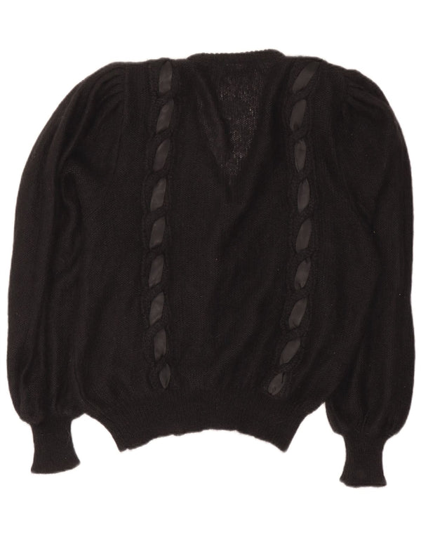 Vintage Womens Cardigan Sweater EU 40 Medium Black Mohair