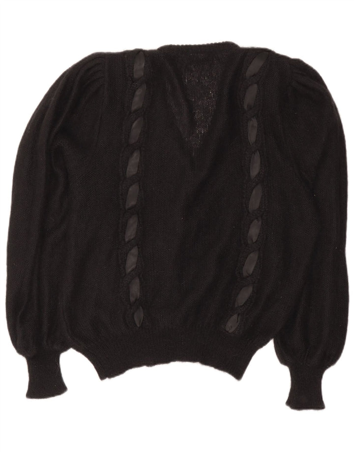 Vintage Womens Cardigan Sweater EU 40 Medium Black Mohair