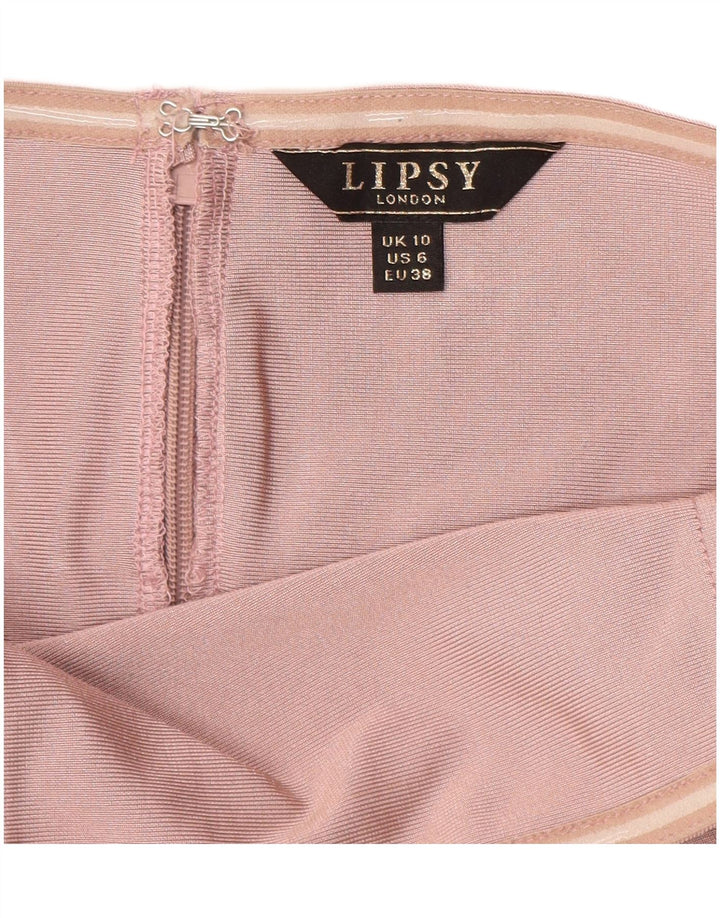 Lipsy Womens Off Shoulder Bodycon Dress UK 10 Small Pink Polyester