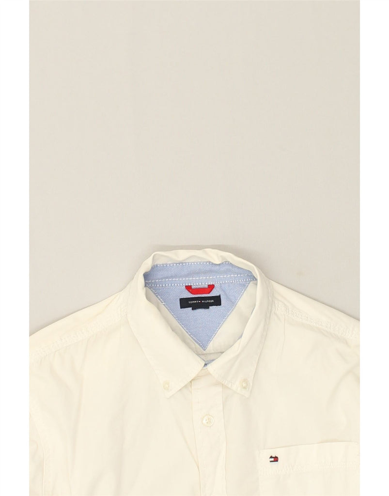 TOMMY HILFIGER Mens Shirt Medium White Cotton | Vintage Tommy Hilfiger | Thrift | Second-Hand Tommy Hilfiger | Used Clothing | Messina Hembry 