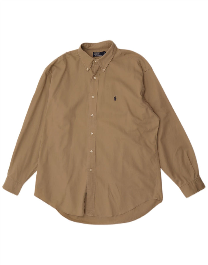 Polo Ralph Lauren Mens Shirt Large Beige Cotton