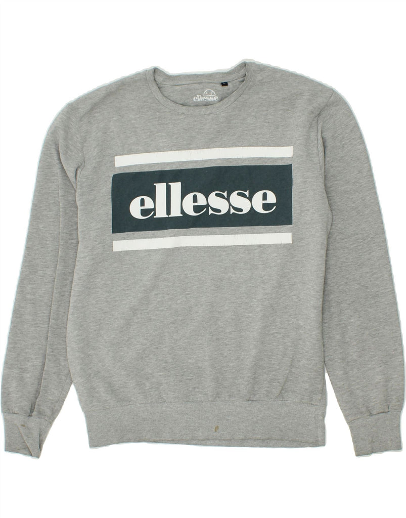 ELLESSE Mens Graphic Sweatshirt Jumper Large Grey Cotton Vintage Ellesse and Second-Hand Ellesse from Messina Hembry 