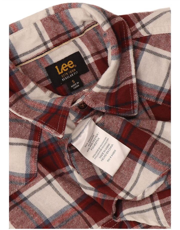 Lee Mens Regular Fit Flannel Shirt Small Burgundy Check Cotton