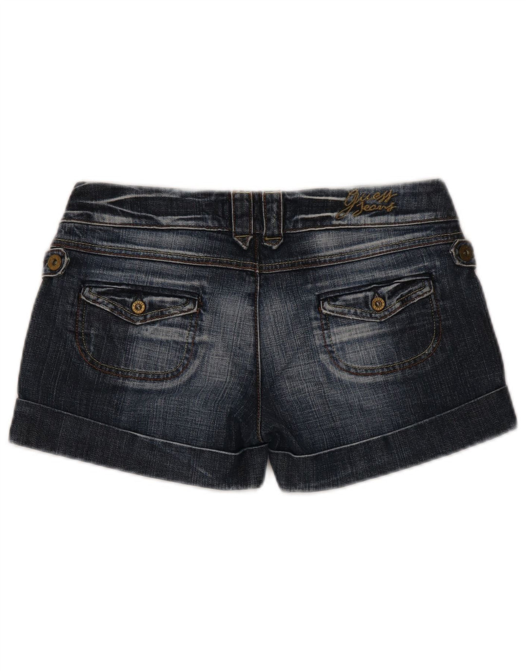 GUESS Womens Low Waist Denim Shorts W27 Small Blue Cotton